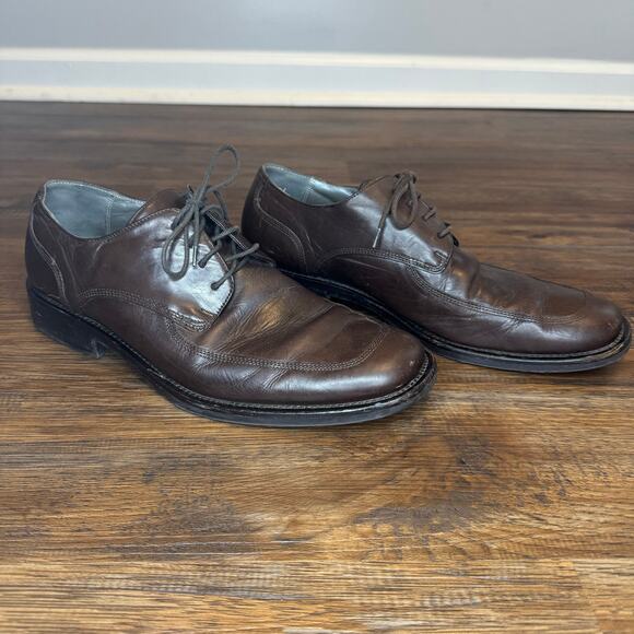 Kenneth Cole dark brown leather dress shoes 9.5 P.O.M71920 square toe oxford - Picture 10 of 12